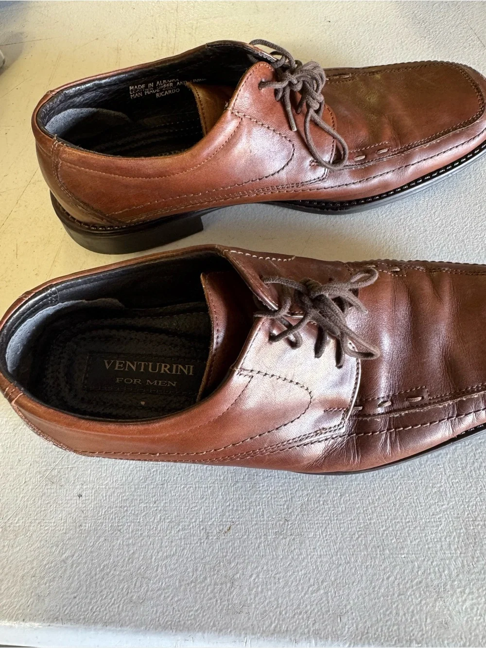 VENTURINI Men's Brown Leather Lace-Up Derby Oxfords🫶9M